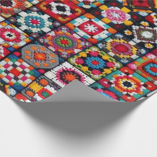 Granny Squares Crochet Pattern Blankon Print Geschenkpapier (Ecke)
