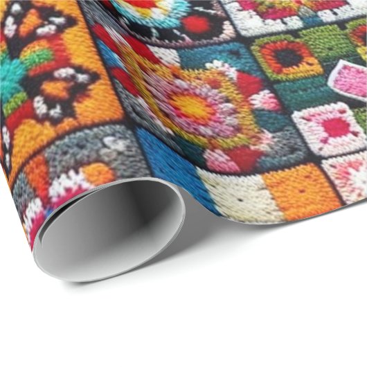 Granny Squares Crochet Pattern Blankon Print Geschenkpapier (Rolleneckpunkt)