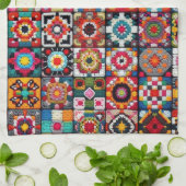 Granny Squares Crochet Pattern Blankon Print Geschirrtuch (Gefaltet)