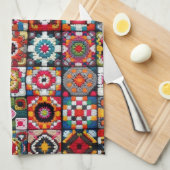 Granny Squares Crochet Pattern Blankon Print Geschirrtuch (Viertel Falte)