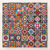 Granny Squares Crochet Pattern Blankon Print Glasuntersetzer (Vorderseite)