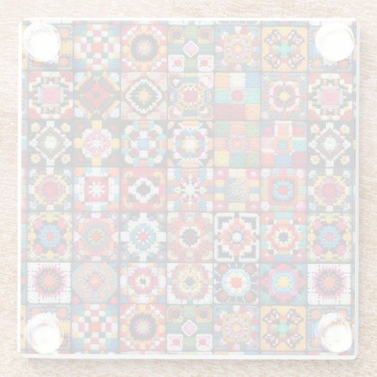 Granny Squares Crochet Pattern Blankon Print Glasuntersetzer (Rückseite)