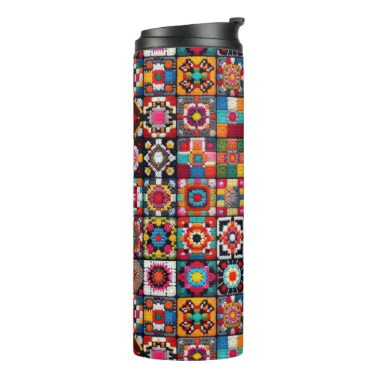 Granny Squares Crochet Pattern Blankon Print Thermosbecher (Nach links gedreht)