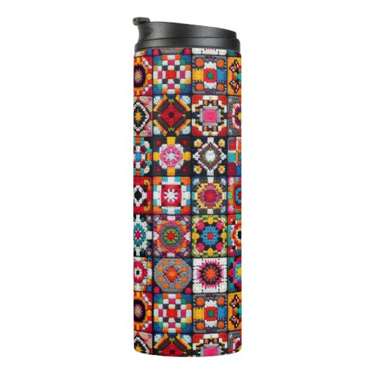 Granny Squares Crochet Pattern Blankon Print Thermosbecher (Nach rechts gedreht)