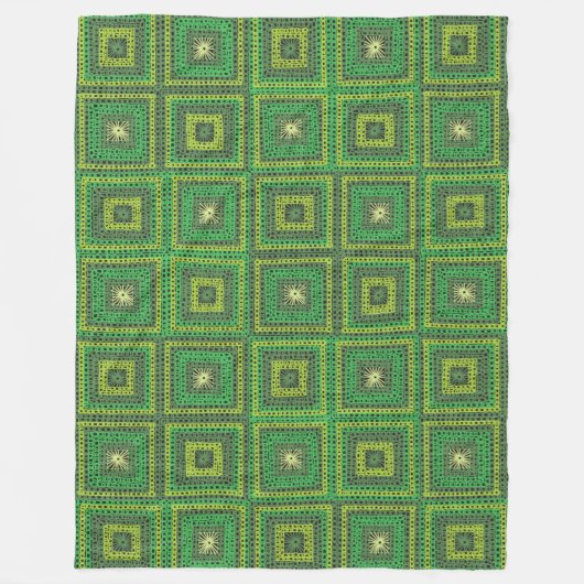 Granny Squares Green Fleece Blanket (Vorderseite)