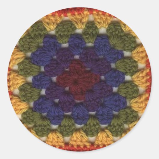 Granny Squares Runder Aufkleber (Vorderseite)