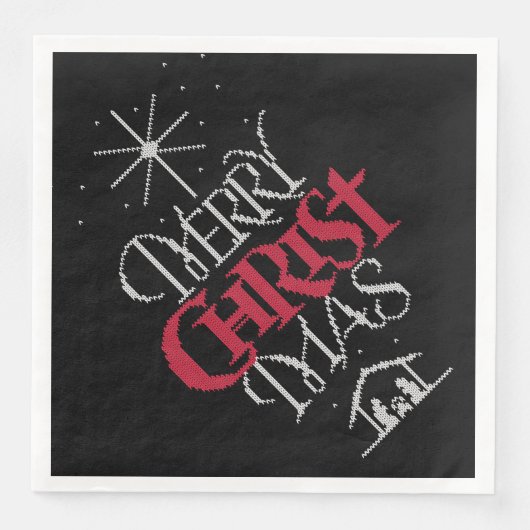 Granny Strick Christlich Ugly Frohe Weihnachtskrau Serviette (Vorderseite)