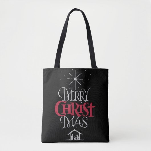 Granny Strick Merry Christ Mas Religiöse Weihnacht Tasche (Vorderseite)