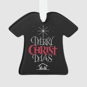 Granny Strick Religious Ugly Merry Christmas Sweat Ornament