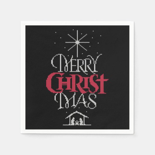 Granny Strick Religious Ugly Merry Christmas Sweat Serviette (Vorderseite)