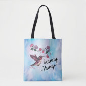 Granny Things, Hummingbird und Blume Tote Tasche (Vorderseite)