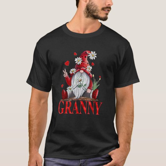 Granny Valentine Gnome Hippie Beetle Daisy Blume T-Shirt (Vorderseite)