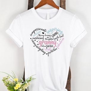 Granny Word Cloud Pink Herz Grandma T-Shirt