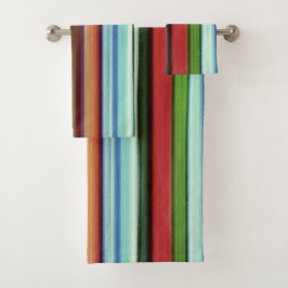 Grannys farbenfrohe Streifen, weich und rau Badhandtuch Set