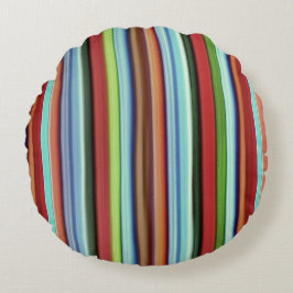 Grannys farbenfrohe Streifen, weich und rau Rundes Kissen