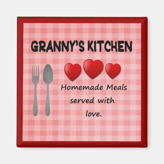Granny's Kitchen Red Gingham Magnet (Vorne)