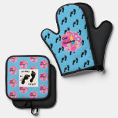 Granny's Kitchen Retro 70er Ofenhandschuh & Topflappen-Set (Vorderseite/Rückseite)
