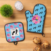 Granny's Kitchen Retro 70er Ofenhandschuh & Topflappen-Set (Oben Unten)