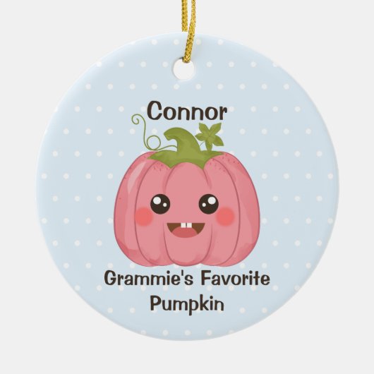 Granny's Lieblingspumpkin Custom Großkindname Keramik Ornament (Vorne)