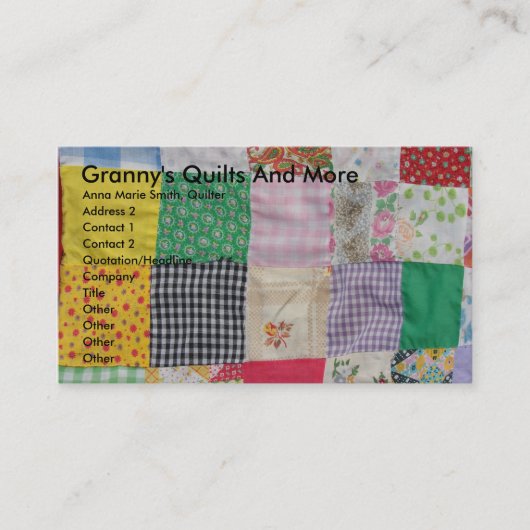 Grannys Quilts und mehr Visitenkarte (Vorderseite)