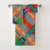 Grannys rotgekreuzte Streifen, mit gewebtem Aspekt Badhandtuch Set (Insitu)