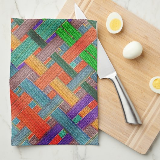 Grannys rotgekreuzte Streifen, mit gewebtem Aspekt Geschirrtuch (Viertel Falte)