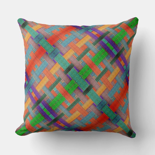 Grannys rotgekreuzte Streifen, mit gewebtem Aspekt Kissen (Vorderseite)