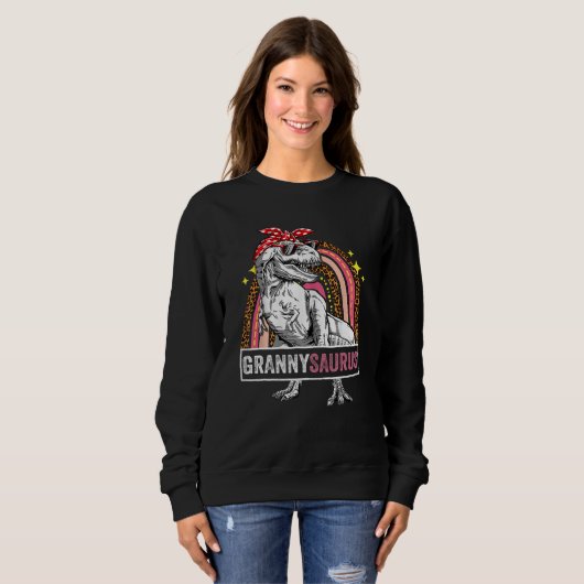 Grannysaurus Rex Dinosaur Leopard Rainbow Saurus Sweatshirt (Vorne ganz)