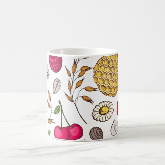 Granola, muesli seamless pattern. Oat flakes hand Kaffeetasse (Mittel)