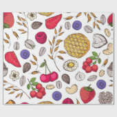 Granola, Müsli nahtloses Muster. Haferflocken Geschenkpapier (Flach)