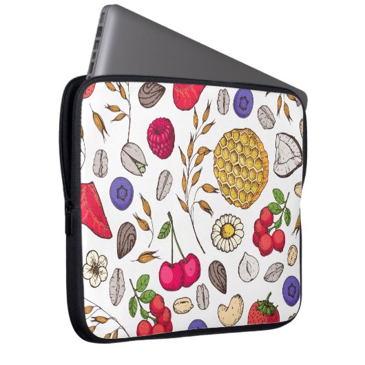 Granola, Müsli nahtloses Muster. Haferflocken Laptopschutzhülle (Vorne Rechts)