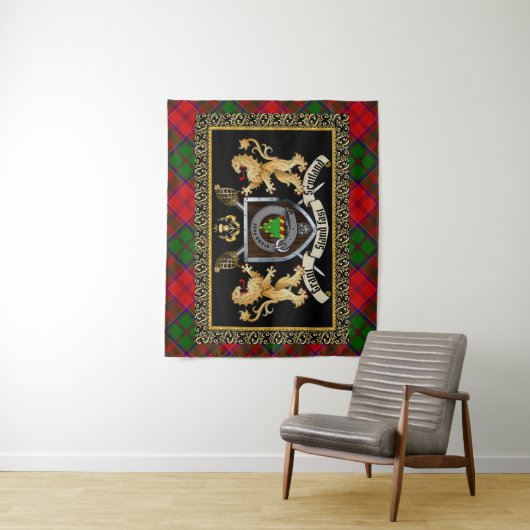 Grant Clan Abzeichen & Motto w/Lions Wandteppich (Beispiel)