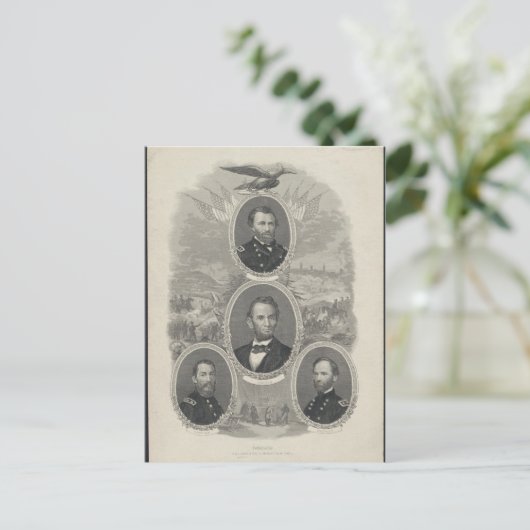 Grant, Lincoln, Sheridan, Sherman Postkarte (Stehend Vorderseite)