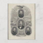 Grant, Lincoln, Sheridan, Sherman Postkarte (Vorderseite)