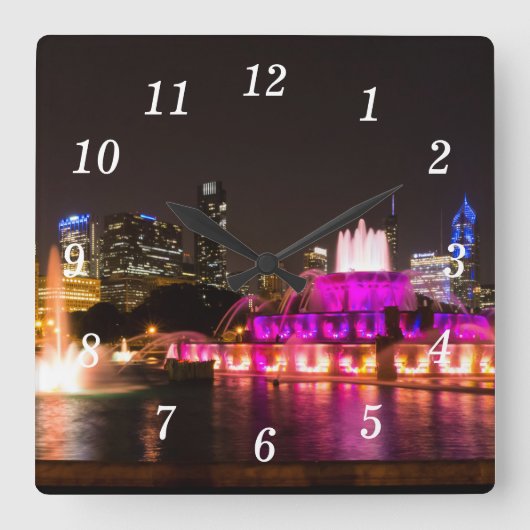Grant Park Chicago Wall Clock Quadratische Wanduhr (Vorderseite)