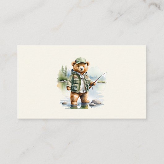 Grant Registry QR Code Niedlich Fishing Teddy Bear Begleitkarte (Rückseite)