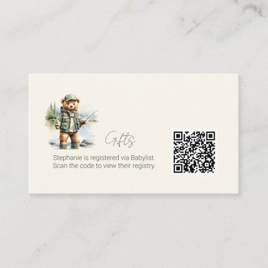 Grant Registry QR Code Niedlich Fishing Teddy Bear Begleitkarte (Vorderseite)