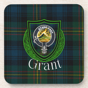 Grant schottischer Clan Tartan und Wappen Getränkeuntersetzer