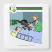 Grant-Schreibens-Cartoon-Uhr Quadratische Wanduhr (Vorderseite)