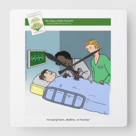 Grant-Schreibens-Cartoon-Uhr Quadratische Wanduhr