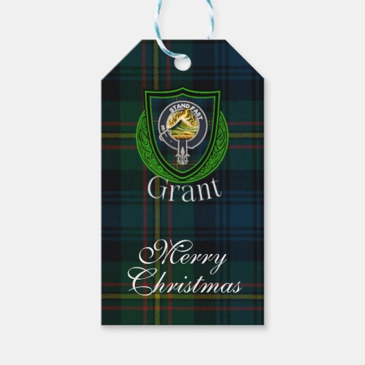 Grant Scottish Clan Tartan & Crest Geschenkanhänger (Vorderseite)