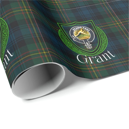 Grant Scottish Clan Tartan & Crest Geschenkpapier (Rolleneckpunkt)
