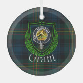 Grant Scottish Clan Tartan & Crest Ornament Aus Glas (Vorderseite)