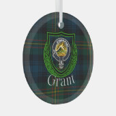 Grant Scottish Clan Tartan & Crest Ornament Aus Glas (Vorderseite Rechts)