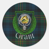 Grant Scottish Clan Tartan & Crest Runder Aufkleber (Vorderseite)