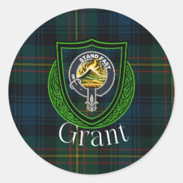 Grant Scottish Clan Tartan & Crest Runder Aufkleber