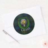 Grant Scottish Clan Tartan & Crest Runder Aufkleber (Umschlag)