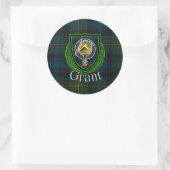 Grant Scottish Clan Tartan & Crest Runder Aufkleber (Tasche)