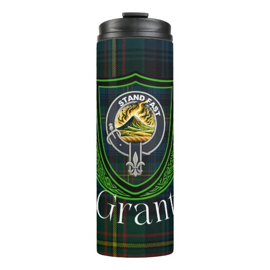 Grant Scottish Clan Tartan & Crest Thermosbecher (Vorderseite)