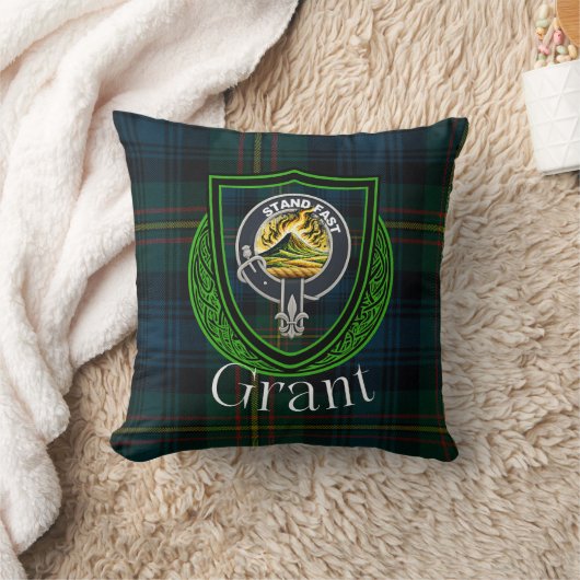 Grant Scottish Clan Tartan & Crest Throw Pillow Kissen (Decke)